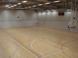 Boflex hardwood gym floor.