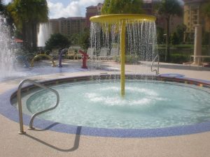 AquaFlex non-skid surface for outdoor splash pads and water play areas.