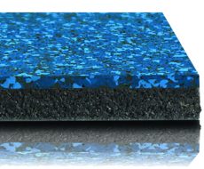 Performance Interlocking Tile's rubber underlayment bonded to rubber top wear layer.