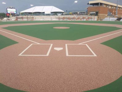 Miracle League Baseball all-rubber field almost ready for play.