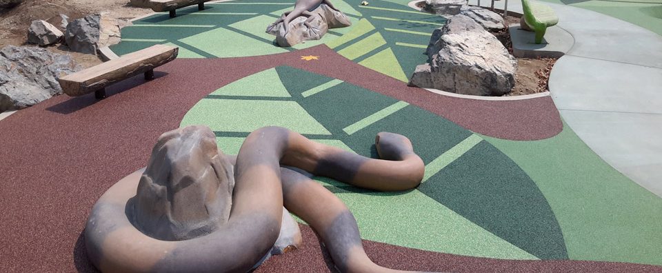 evertop rubber playground surface with fake snakes