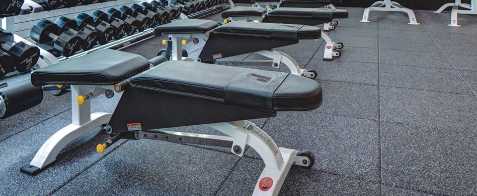 weight benches at the gym