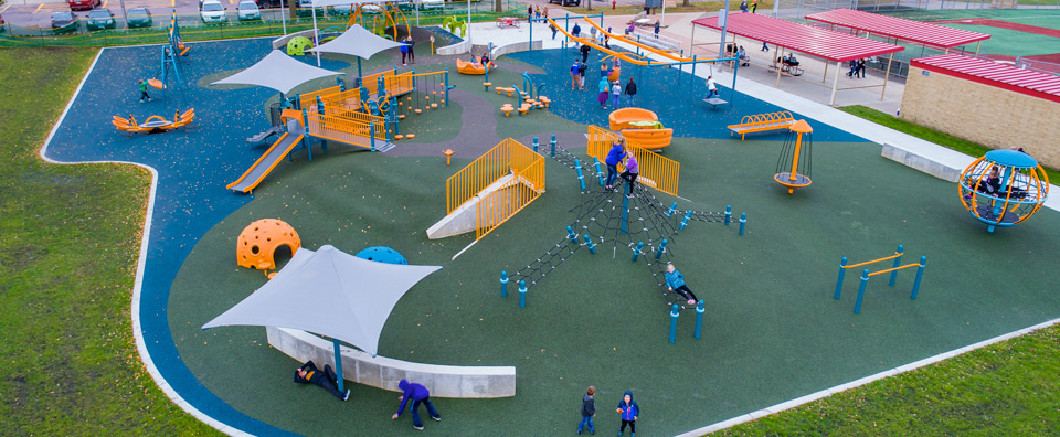 green and blue rubber playground floor