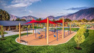 outdoor playground with rubber floor