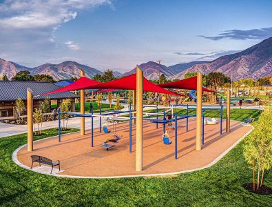 outdoor playground with rubber floor