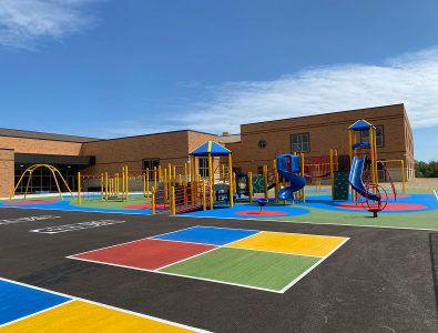 school playground with rubber surfacing