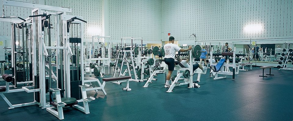 indoor gym with rubber fitness floor