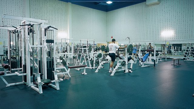 indoor gym with new fitness floor