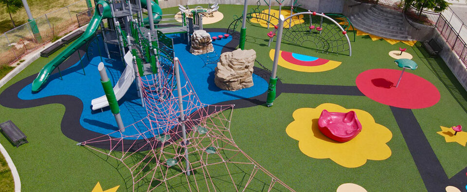 Holladay City Park playground with rubber playground flooring