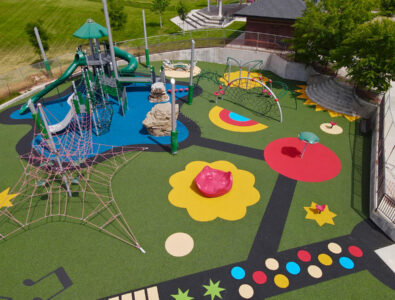 colorful playground with rubber playground flooring