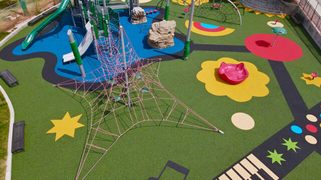 Holladay City Park playground with rubber playground flooring